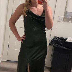 Revelry One Shoulder Dark Green Dress